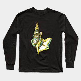 Yellow and purple vintage seashell illustration Long Sleeve T-Shirt